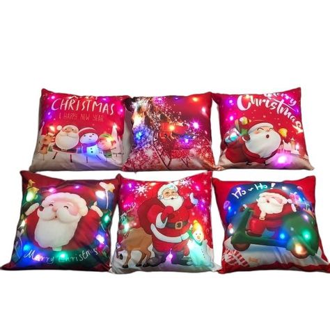 Pack 2 Fundas Para Cojín Navidad Con Luces Led Buena Calidad-1