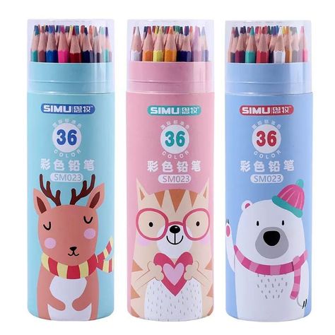 set De Lapices De Colores Kawaii 48 Piezas Simu-2