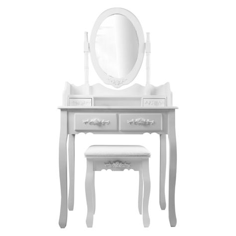 TOCADOR COMODA DE MAQUILLAJE MADERA BANCA + ESPEJO LORENZA-0
