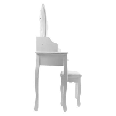 TOCADOR COMODA DE MAQUILLAJE MADERA BANCA + ESPEJO LORENZA-2