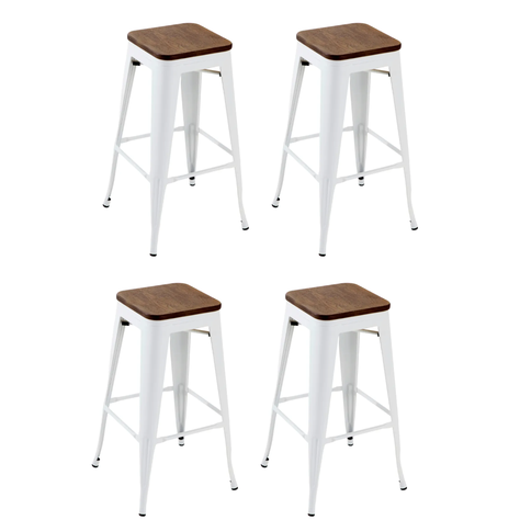 SET DE 4 PISOS DE BAR VERONA MADERA BLANCO-0
