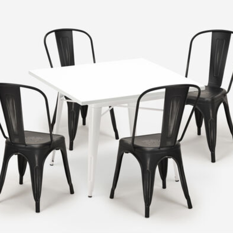 MESA COMEDOR CUADRADA METAL TOLIX 80x80 CM BLANCA-2