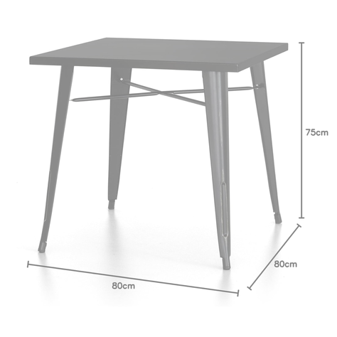 MESA COMEDOR CUADRADA METAL TOLIX 80x80 CM BLANCA-5