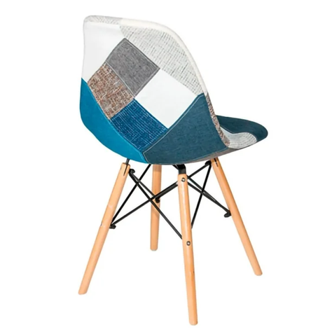 SET DE 4 SILLAS DE COMEDOR PATCHWORK CLASICA TURQUESA-2
