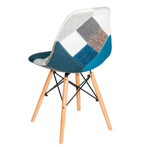 SET DE 4 SILLAS DE COMEDOR PATCHWORK CLASICA TURQUESA-4