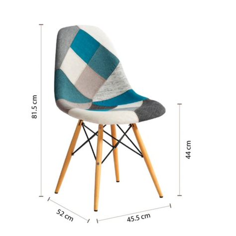 SET DE 4 SILLAS DE COMEDOR PATCHWORK CLASICA TURQUESA-5