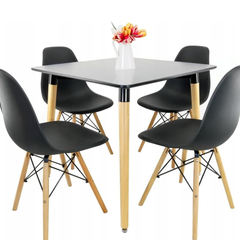 MESA COMEDOR CUADRADA MELAMINA EAMES 80x80 CM NEGRA-4