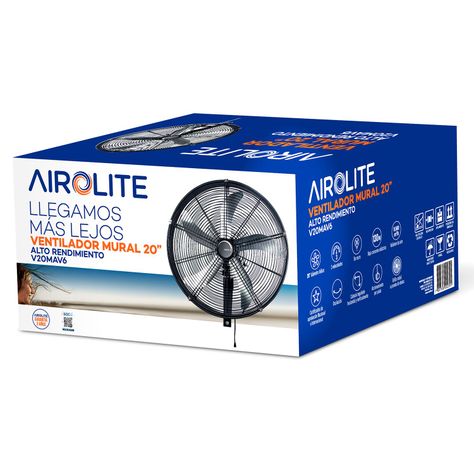Ventilador Mural Alto Rendimiento Piola 20 V20mav6 Airolite-3