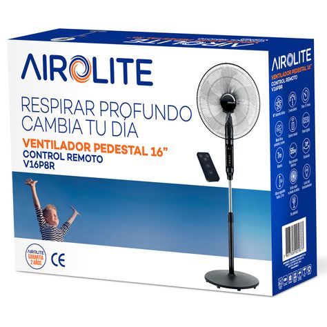 Ventilador Pedestal 16" V16p8r Black Airolite-4