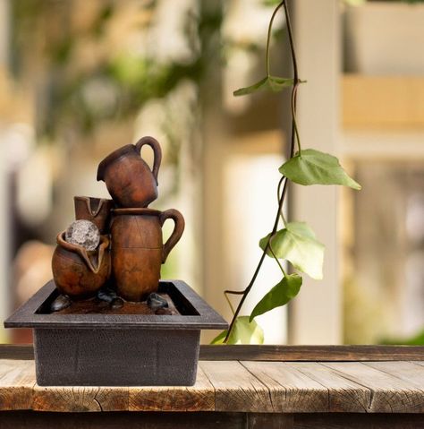 Fuente Agua Forma Jarro Marron Decoracion Hogar Lau-7
