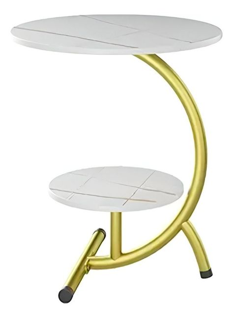 Mesa Auxiliar 2 Niveles Forma C Redonda Decorativa Jhn-0