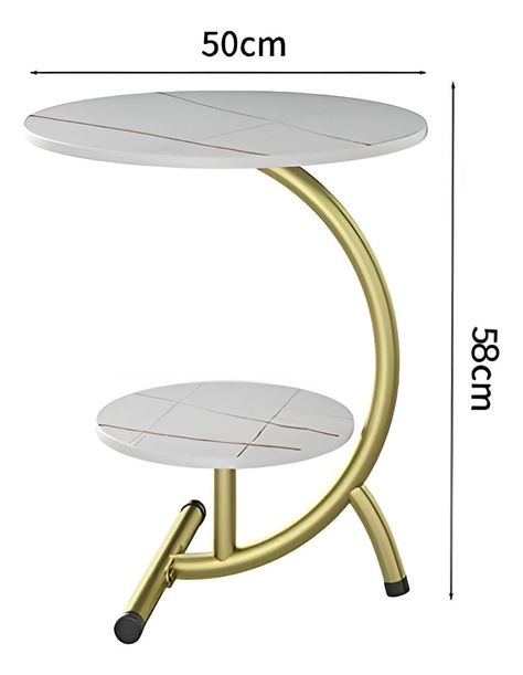 Mesa Auxiliar 2 Niveles Forma C Redonda Decorativa Jhn-8