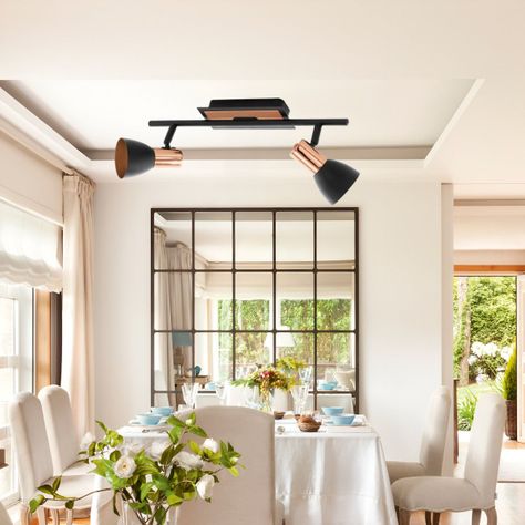 Lámpara Doble Techo Pared E27 Negro Cobre 110V 220V Jhn-4