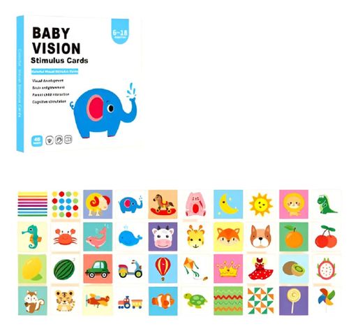 Set de 6 Tarjetas Estimulación Visual Bebé 6-18 Meses Jhn-0