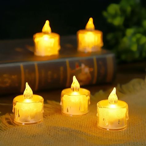 Set 16 Velas LED Decorativas Sin Llama Cristal Acrílico Jhn-7
