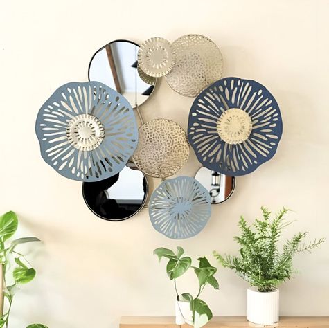Espejo Loto Pared Hierro Decoración Elegante Jhn-3