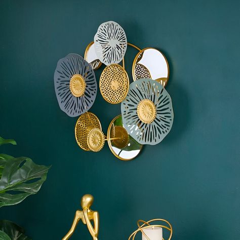 Espejo Loto Pared Hierro Decoración Elegante Jhn-6
