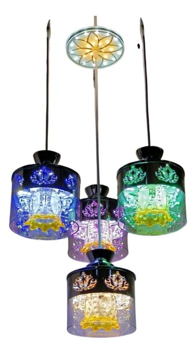 Lámpara Colgante Techo Vidrio 4 Luces Cambio Aleatorio Jhn-1