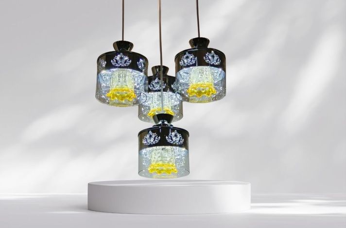 Lámpara Colgante Techo Vidrio 4 Luces Cambio Aleatorio Jhn-5