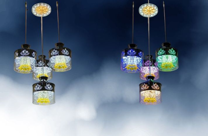 Lámpara Colgante Techo Vidrio 4 Luces Cambio Aleatorio Jhn-8