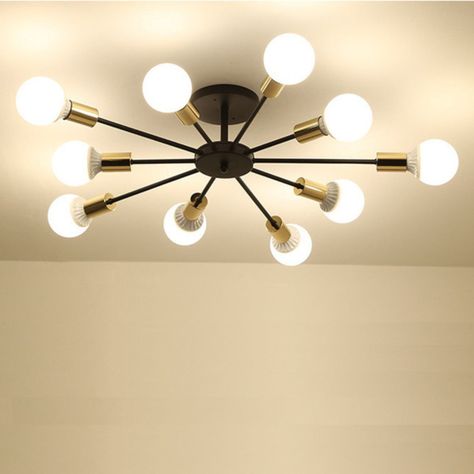 Lámpara Colgante Techo Araña 8 Luces Dorado Jhn-1
