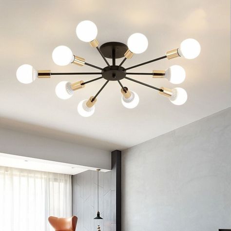 Lámpara Colgante Techo Araña 8 Luces Dorado Jhn-2