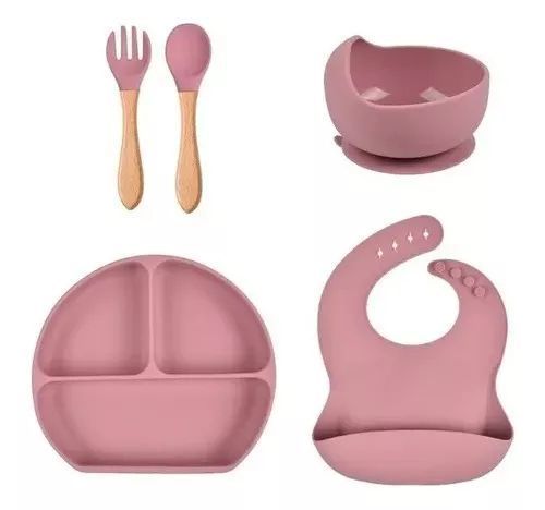 Set Vajilla Alimentación Bebe Platos Silicona Succión Rondon-0