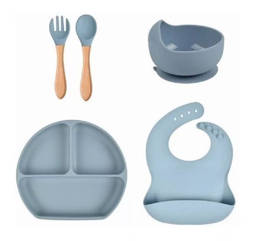 Set Vajilla Alimentación Bebe Platos Silicona Succión Rondon-4