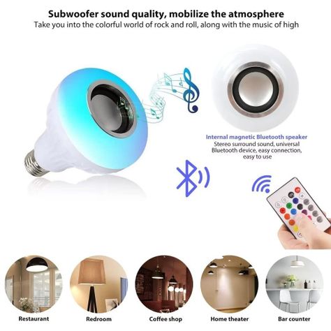 Bombilla Luz Música Led Bluetooth Remoto Rgb Fiesta Rondon-5