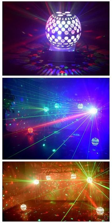 Bola Cristal Giratoria LED Sonido Estroboscópica Fiesta Lau-4