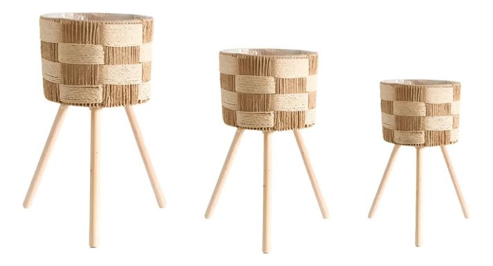 Set De 3 Maceteros Tejidos A Mano Jardín Decoración Jhn-0