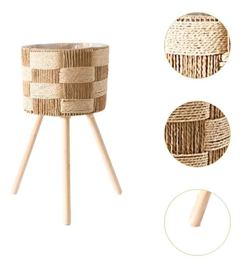 Set De 3 Maceteros Tejidos A Mano Jardín Decoración Jhn-1
