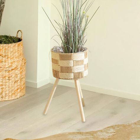 Set De 3 Maceteros Tejidos A Mano Jardín Decoración Jhn-3