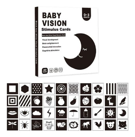 Set de 6 Tarjetas Estimulación Visual Bebés 0-3 Meses Jhn-0