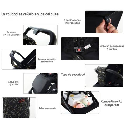 Coche Paseo Ultra Compacto Bebe Plegable Ajustable Rondon-1