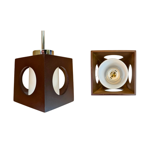 LÁMPARA DE TECHO Triple Vintage Madera Cuadrada 3 focos-2