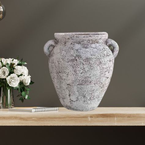 Florero Jarrón Vintage Terracota Textura Rústica 21cm Jhn-1