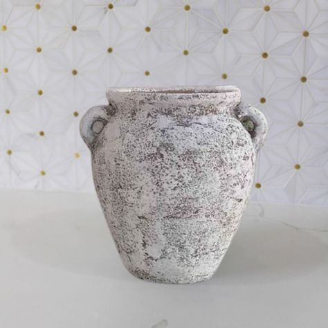 Florero Jarrón Vintage Terracota Textura Rústica 21cm Jhn-6