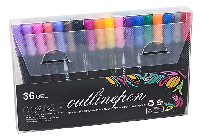 Marcadores Gel Doble Linea 36 Piezas Efecto Brillante Lau-0