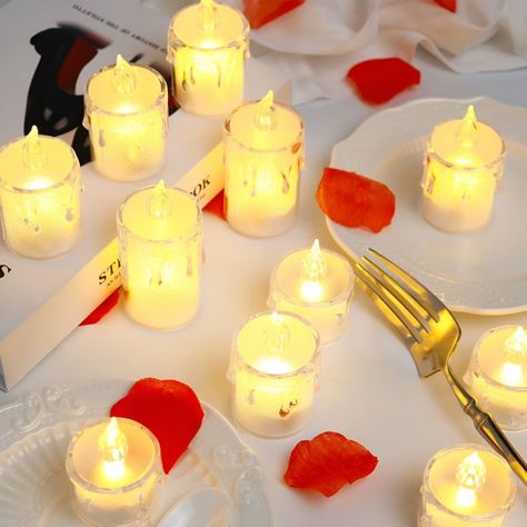 Set 12 Velas Decorativas LED Sin Llama Cristal Acrílico Jhn-2
