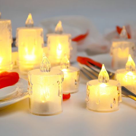 Set 12 Velas Decorativas LED Sin Llama Cristal Acrílico Jhn-4