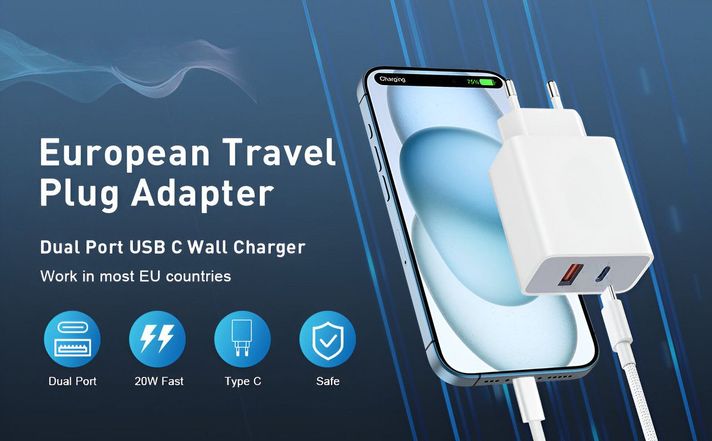 Set 2 Cargador Adaptador USB-A USB-C Carga Rapida Lau-5