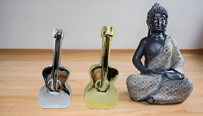 Set de 2 Estatua Guitarra Metal Estilo Moderno Jhn-6