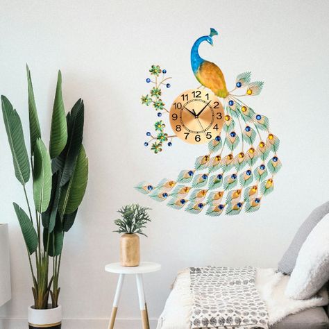 Reloj Decorativo Pared Pavo Real Elegante Jhn-6