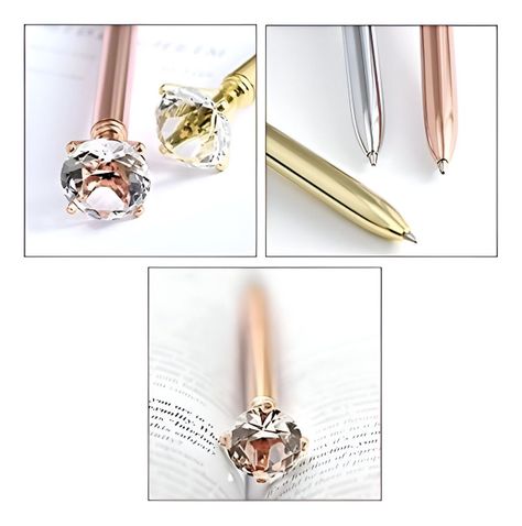 Set de 7 Bolígrafos Punta Redonda Brillante Diamante Jhn-9