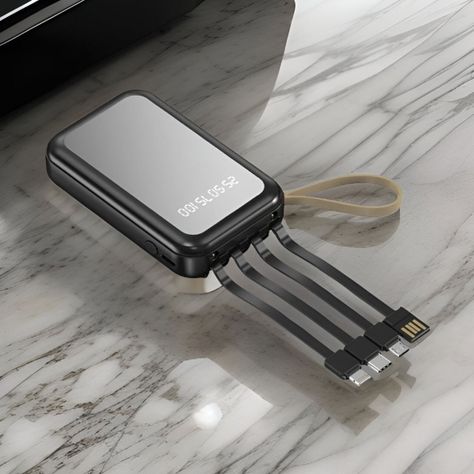 Cargador Inalámbrico Portátil LED Cables integrados 4en1-7