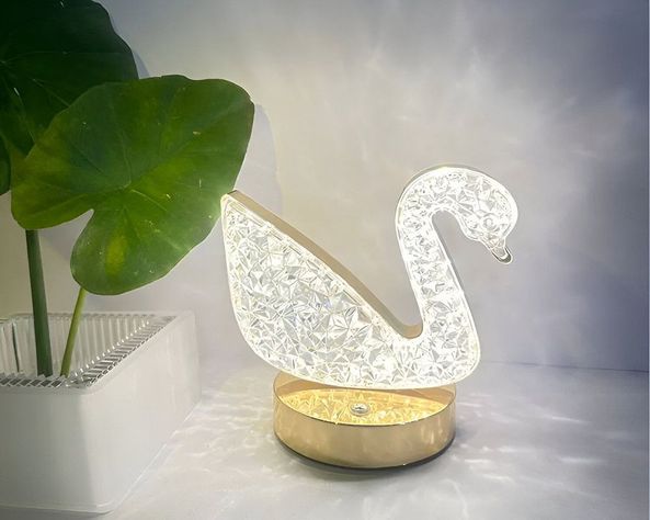 Lampara Iluminacion Cristal Flamingo USB Moderna Lau-3