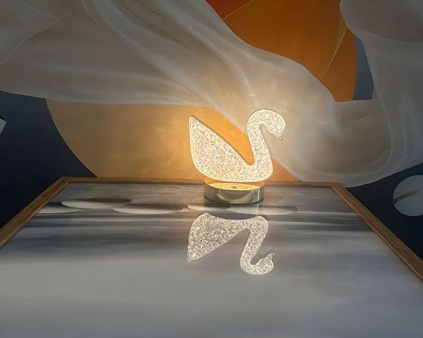 Lampara Iluminacion Cristal Flamingo USB Moderna Lau-7