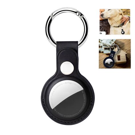 Llavero de cuero para AirTag - Negro-3