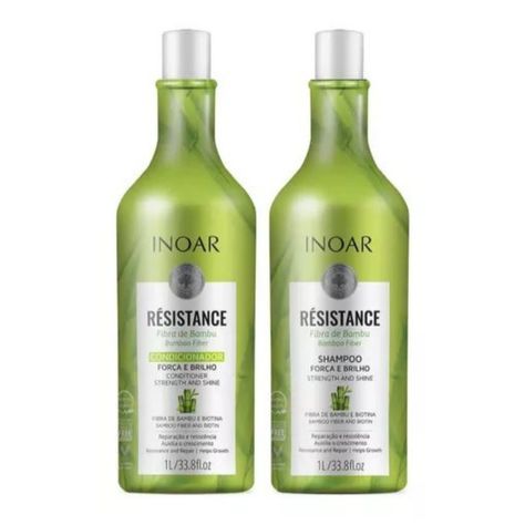 Set Résistance Inoar Shampoo Y Acondicionador Fibra de Bambu 1LT-0